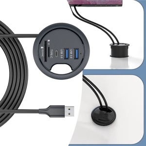 USB hub USB3.0 A M-2xUSB3.0+USB-C+SD/TF (MicroSD) "Mount-In-Desk" 1.5m - Img 8