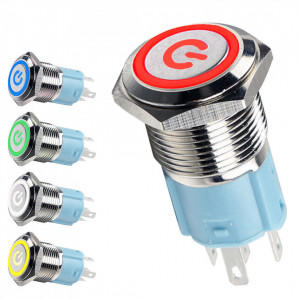 Vodootporni Metalni Taster 16mm sa LED Osvetljenjem 12V - Crveni LED Ring (IP65) - Img 8