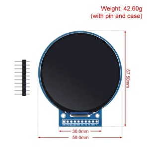 2.1" Okrugli TFT LCD Ekran Modul GC9B72 360x360 SPI za Arduino - Img 3