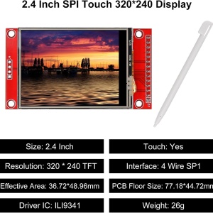 2.4" SPI TFT LCD Displej Modul sa Touch Screen-om i Olovkom 240x320 za Arduino (ST7789) - Img 6