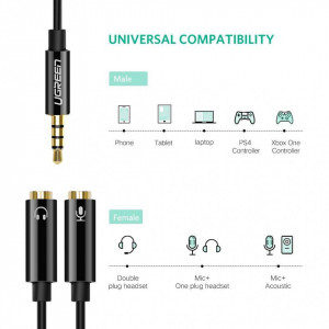 Adapter 2x3.5mm stereo ženski-3.5mm 4-polni muški - Img 2
