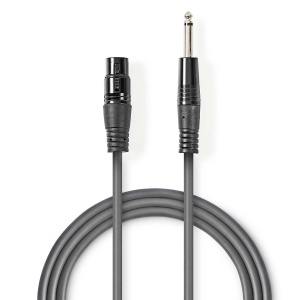 Audio kabl XLR ženski na 6.35mm mono džek - 1.5m, metalni konektori