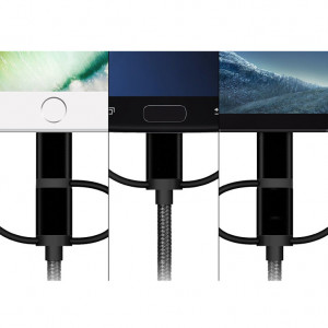 Kabl USB2.0 A muški-USB C/mikro B/Lighting muški crni 1.0m - Img 2