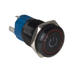 Prekidač metalni crni 16mm sa LED svetlom crveni Angel Eye 12VDC - Img 1