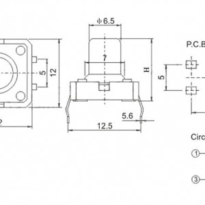 Taster za PCB montažu 12x12x7.3mm - Img 2