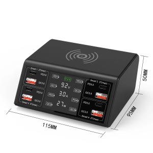 USB Stanica za Punjenje 100W sa Bežičnim Punjačem i LCD Ekranom - Img 5