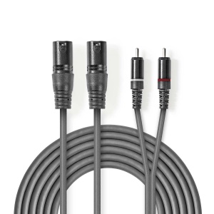 Audio kabl 2x XLR muški na 2x RCA muški - 3m