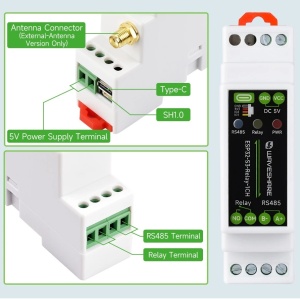 ESP32-S3-Relay-1CH industrijski pametni Wi-Fi relej za DIN šinu (Wi-Fi / Bluetooth / RS485) - Img 3