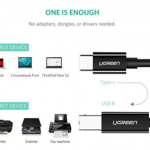 Kabl USB C muški-USB2.0 B muški 2.0m - Img 2