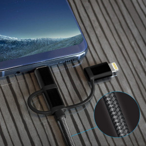 Kabl USB2.0 A muški-USB C/mikro B/Lighting muški crni 1.0m - Img 3