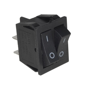 Prekidač 30x22mm 16A 250VAC dvostruki crni
