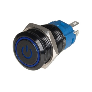 Taster metalni crni 16mm sa LED svetlom plavi Angel Eye - Img 1