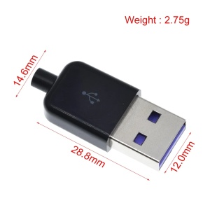USB A Muški DIY Konektor za Lemljenje 65W 5A 5-Pin (Brzo Punjenje i OTG) - Img 3