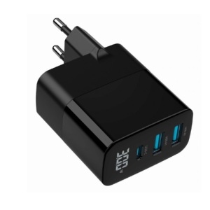 USB punjač 2xUSB-A+1xUSB C fast charger GaN 30W crni - Img 5