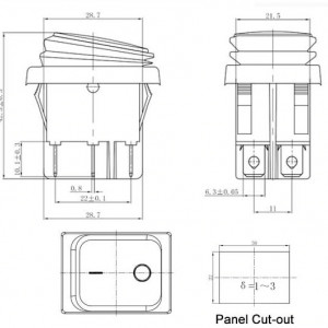 Vodootporni prekidač 30x22mm 16A 250VAC plavi - Img 4