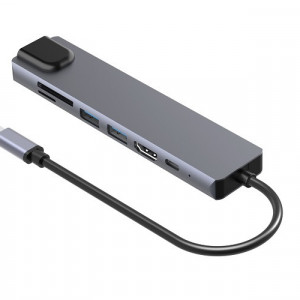 Adapter USB C-RJ45/SD/TF/USB2.0/USB3.0/HDMI/PD - Img 2