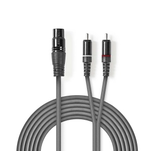 Balansirani Audio Kabl XLR (ženski) na 2x RCA (muški) - 3m