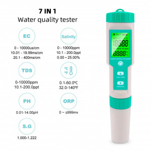Digitalni Tester Kvaliteta Vode 7-u-1: pH, TDS, EC, Salinitet, ORP, SG, Temp - Img 5