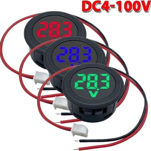 Digitalni ugradni DC voltmetar 4V-100V okrugli - Crveni - Img 4