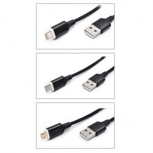 Kabl USB2.0 A muški-USB C/mikro B/Lighting magnetni crni 1.0m - Img 2