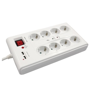 Produžni kabl 8xšuko+2xUSB-A sa prenaponskom zaštitom 3.0m