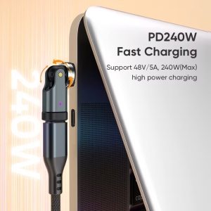 Rotirajući USB-C na USB-C Adapter 240W PD – 540° (180°+360°) - Img 8