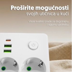 Strujni razdelnik 2xšuko+2xUSB-A+1xUSB-C sa prekidačem - Img 2