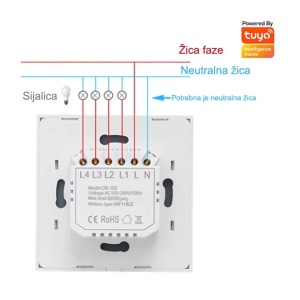 WiFi smart prekidač zidni ugradni 2 tastera - Img 2