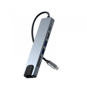 Adapter USB C-RJ45/SD/TF/USB2.0/USB3.0/HDMI/PD - Img 3