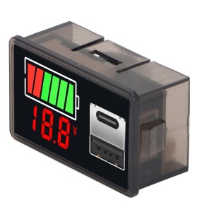 Indikator stanja akumulatora sa LED voltmetrom USB+USB-C crveni - Img 3