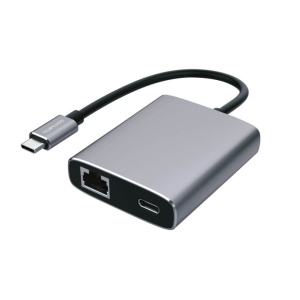 Kabl adapter USB3.1 C M-2xUSB3.0 A F+USB3.1 C F+RJ45