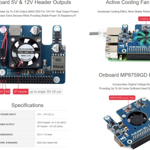 PoE (Power Over Ethernet) HAT (F) za Raspberry Pi 5 sa ventilatorom i hladnjakom - Img 5