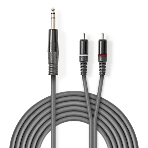 Stereo Audio Kabl 6.35mm na 2x RCA (Činč) - Metalni konektori - 1.5m