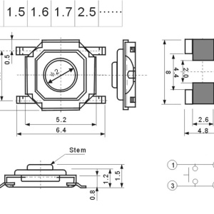 Taster SMD 5.2x5.2x4.3mm - Img 2