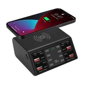 USB Stanica za Punjenje 100W sa Bežičnim Punjačem i LCD Ekranom - Img 6
