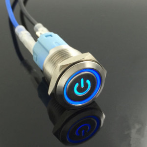 Vodootporni Metalni Taster 16mm sa LED Osvetljenjem 12V - Plavi LED Ring (IP65) - Img 5