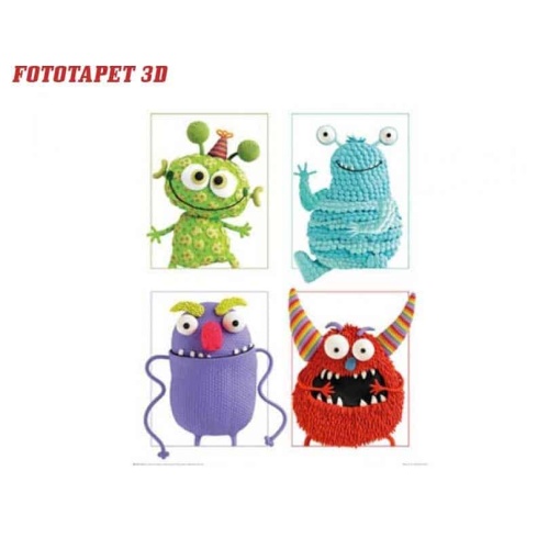 Mini Poster 4 monstruleti intr-un patrat B43/354- 50 x 40 cm