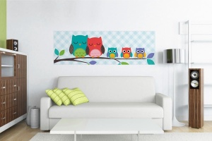 Tablou Bufnite Somnoroase Deco Panel 52x156cm - Img 2