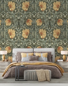 Tapet Lalele Aurii Stil William Morris