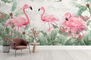 Fototapet Flamingo printre plante - Img 6