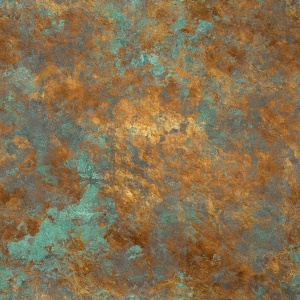 Detaliu design fototapet patina cupru cu textura oxidata turcoaz si aurie