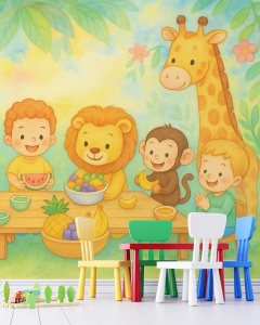 Fototapet Picnicul Vesel cu Animale