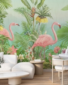 Fototapet Jungla cu Flamingo