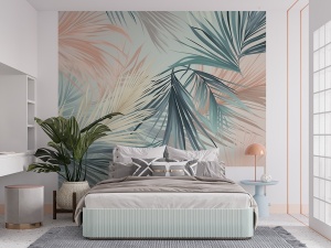 Fototapet Plante Tropicale in Culori Pastel - Img 1