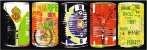 Tablou Five Cans Deco Block 40 x 118cm