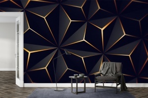 Fototapet Abstract 3D Geometric cu Insertii aurii