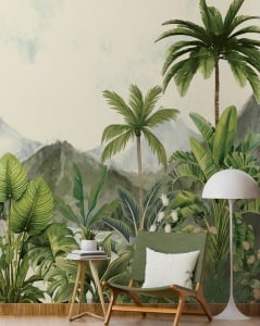 Fototapet Jungla Tropicala in Acuarela