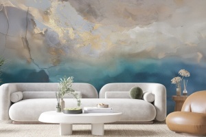 Fototapet Arta Fluida Ocean si Aur