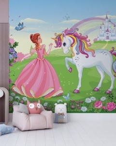 Fototapet Printesa si Unicornul Magic
