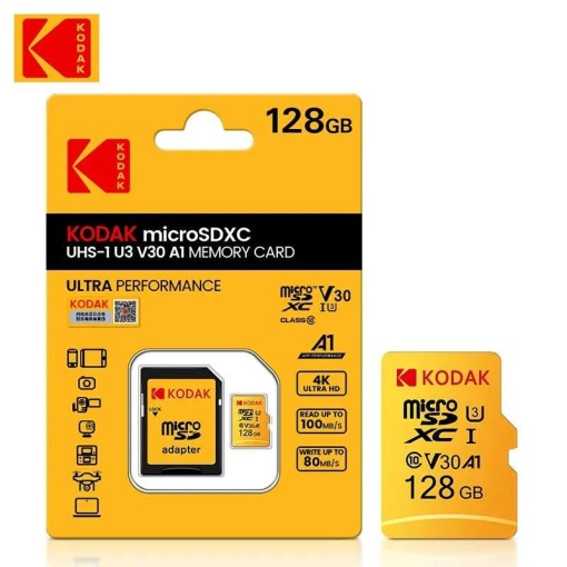 MicroSD KODAK ULTRA PERFORMANCE Class 10 UHS-1 U3 V30 A1-128GB.